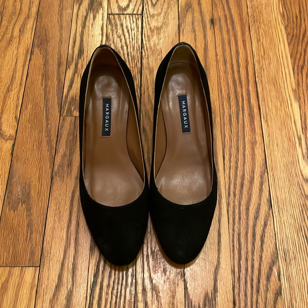 Margaux Black Suade Heels Size 38.5/US 8.5